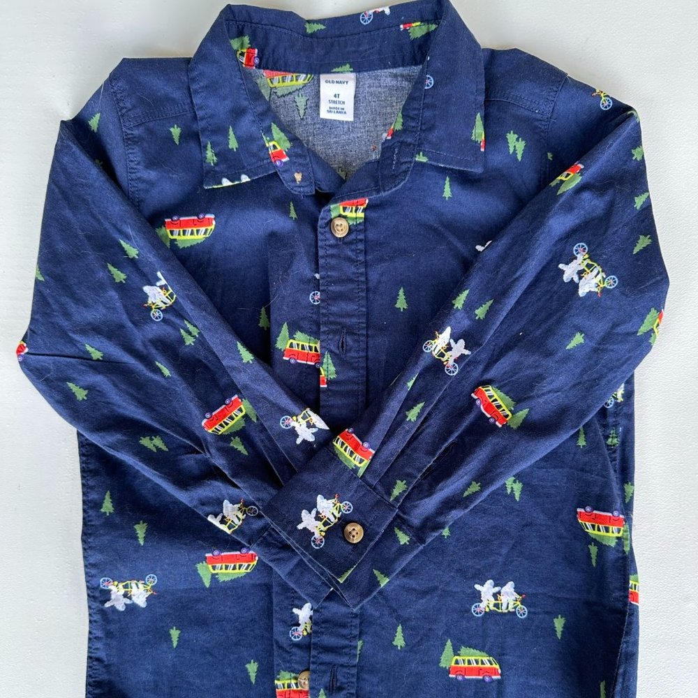 🧡 3/$15 - Old Navy Winter Sasquach and VW Bus Button Up - 4T